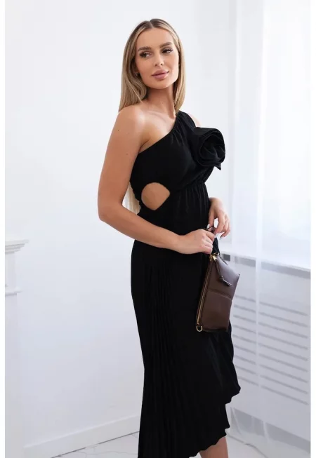 Рокля с плисета и асиметричен подгъв - Един размер