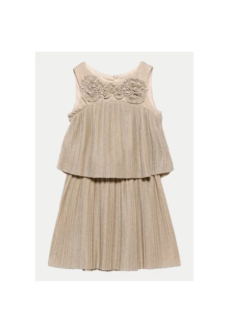 Рокля за момиче -  модел 5071 - бежова - качествен материал