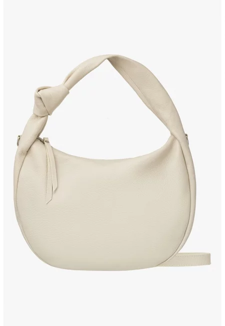 RYLKO - Кожена чанта за рамо с дизайн на възел - Слонова кост