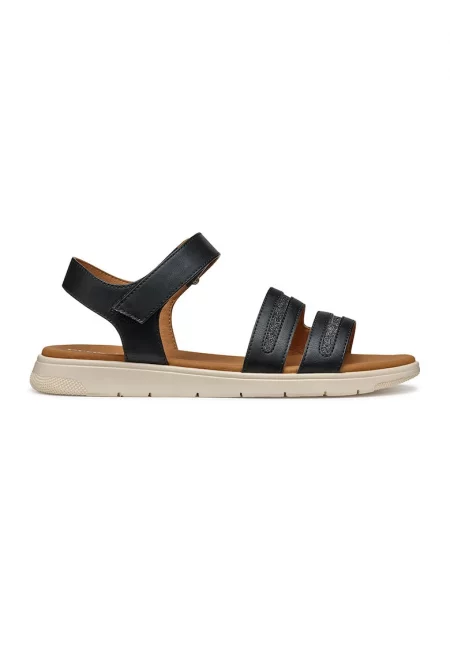 Сандали от еко кожа с велкро - Черен