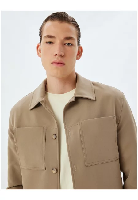 Шакет с джобове на гърдите - Бежов