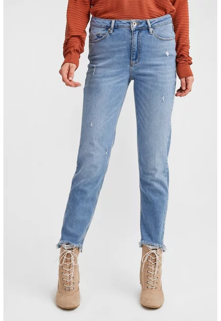 Скъсени дънки деграде - Пастелносин