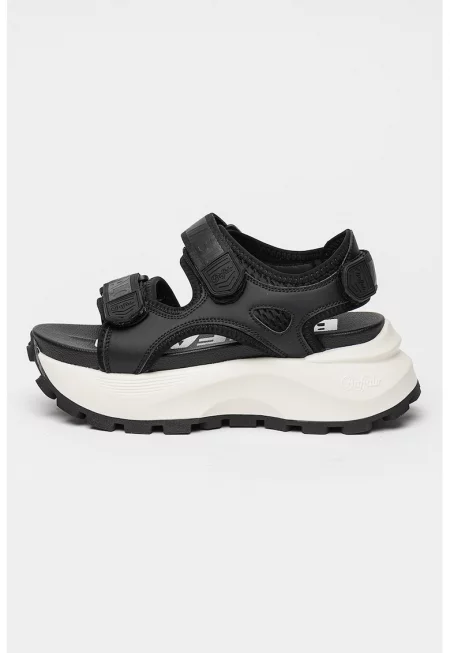 Скосени сандали с велкро - Бял