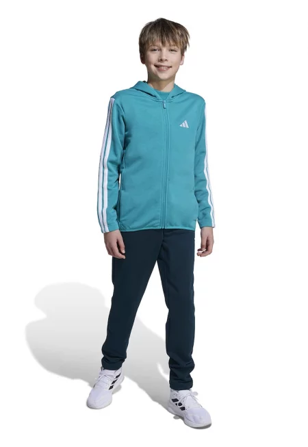 Спортен екип с качулка и лого - Тюркоаз/Тъмнозелен