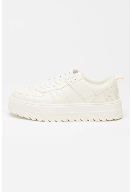 Спортни обувки Lyssa с равна платформа и връзки - Бял