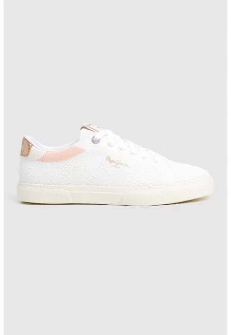 Спортни обувки с връзки - Златист/Мръснобял/Бледо розово