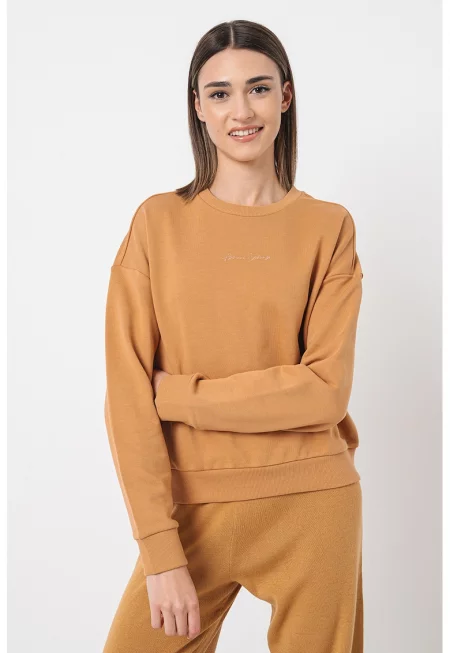 Суитшърт с лого - Светлокафяв