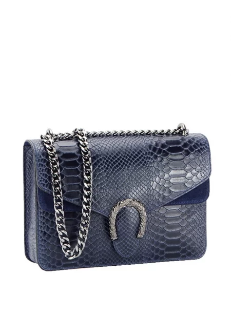 Тъмносиня чанта от естествена кожа 1524 123 12289