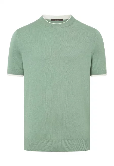 Тениска с нормална кройка и кръгла яка 30044681 - Зелен