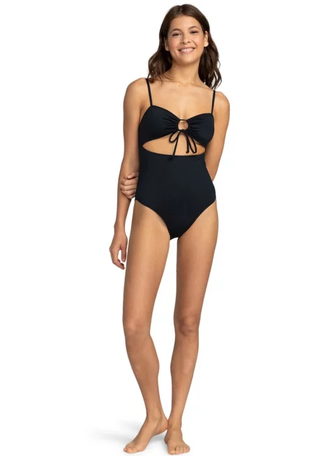 Цял бански с отвор - Антрацитно сиво