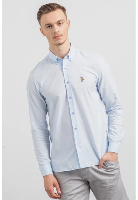 U.S. Polo Assn - Памучна риза с яка с копчета
