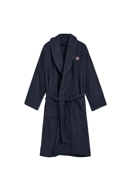 Унисекс халат за баня Archive Shield с колан - Тъмносин