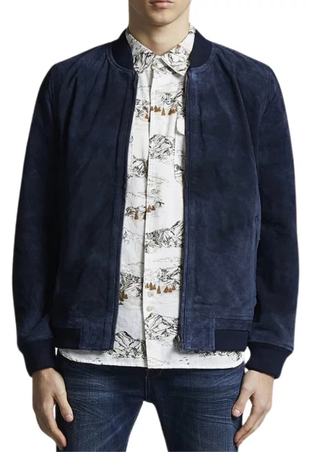 Яке за мъже  велур - с джобове с цип - тъмносиньо -