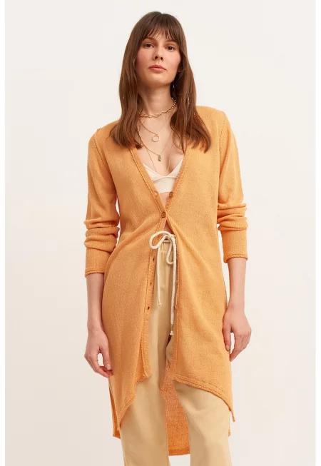 Жилетка с цепки встрани - Шафраново жълто