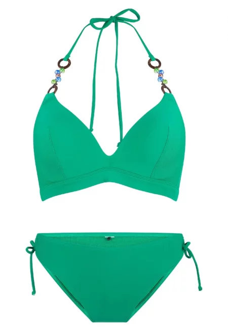 Бански от две части с горна част с подплънки - Зелен