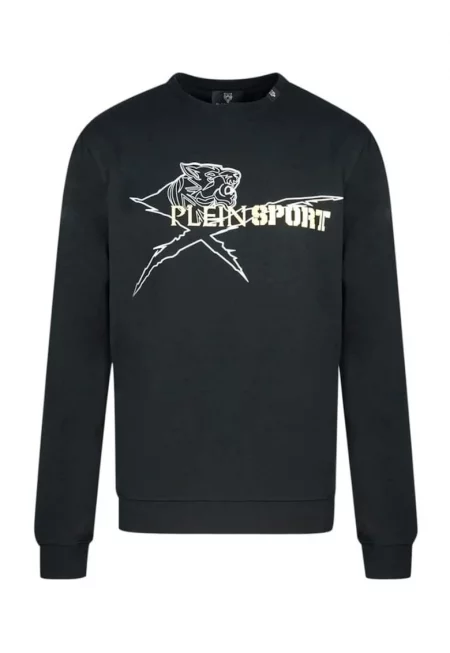 Блуза с метализиран принт отпред - Черен