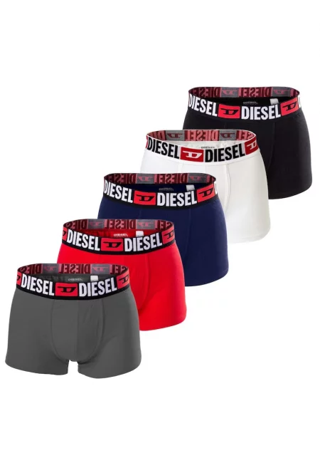 Боксерки с лого - 5 чифта - Червен/Tъмносив/Тъмносин