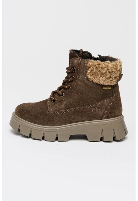 Боти Gore-Tex с велур и еко кожа - Кафяв