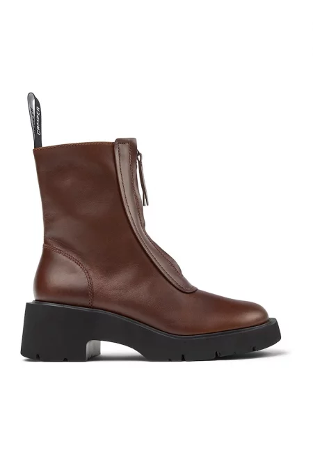 Боти от еко кожа с ток и цип отпред