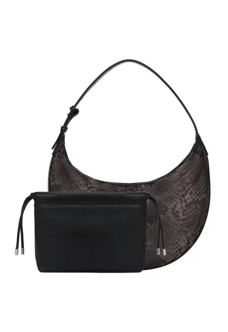 Чанта с принт шагрен - Тъмнокафяв/Черен