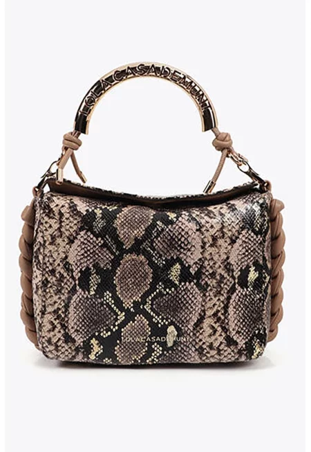 Чанта за рамо с шарка и регулираща се презрамка - Черен/Бежов