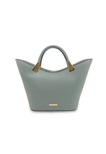 Дамска чанта Dolce Eleganza от естествена кожа - Светлосин