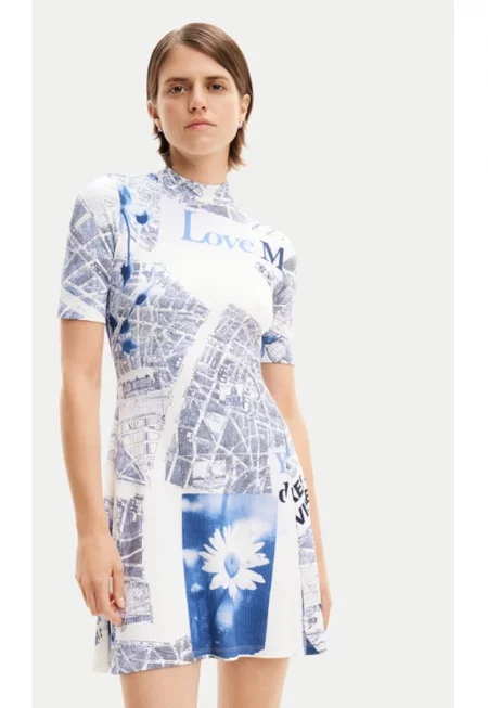 Дамска рокля -  76756 - Синя - Вискоза