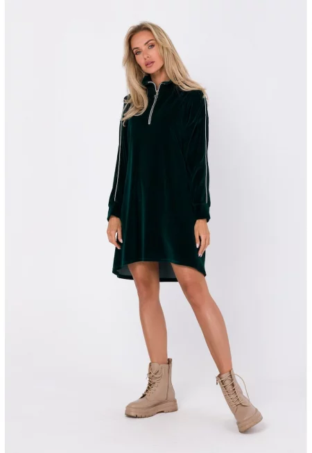 Дамска рокля - Абито - Елегантна - Полиестер/Памук - Зелен