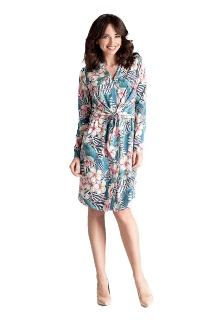 Дамска шарена рокля - Ленитиф - Радея - светло синя