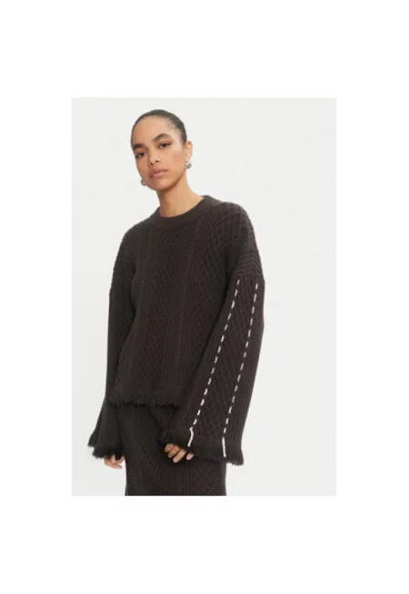 Дамски пуловер -  304177101 - Акрил/Полиестер/Найлон - Черен - Черен