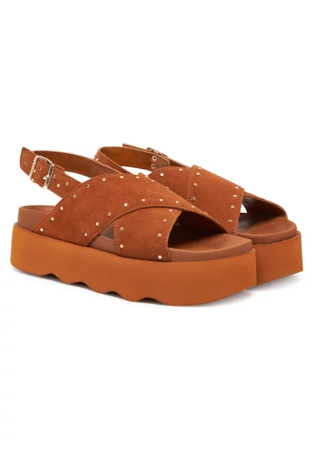 Дамски сандали -  Cognac 1175 - естествена кожа
