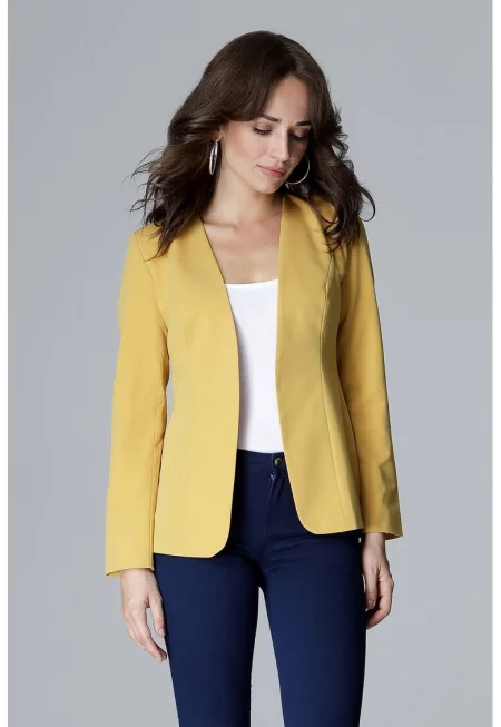 Дамско сако  късо - жълто - полиестер и вискоза - размер