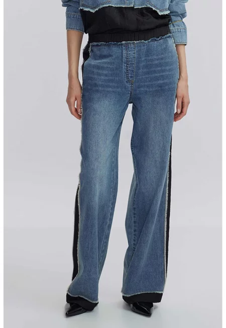 Дънки с контрасти - Пастелносин/Черен