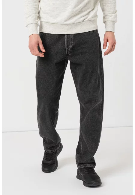 Дънки със свободна кройка и ниска талия - Избеляло черно