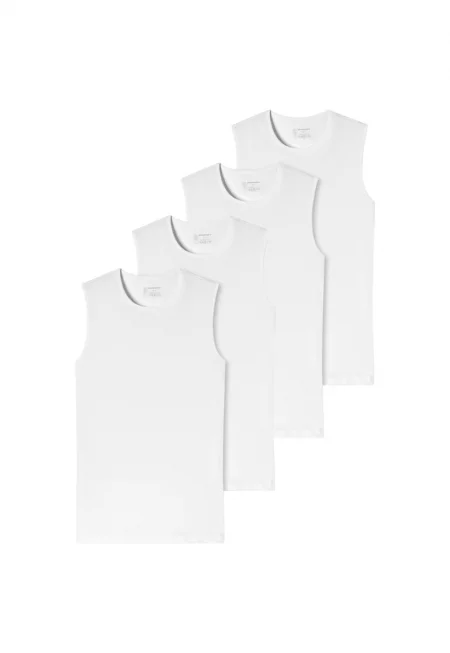Домашен топ с овално деколте - 4 броя - Бял