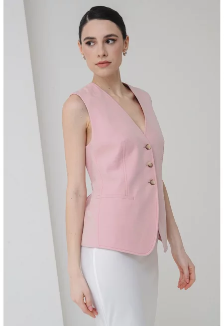 Елек с регулираща се връзка на гърба - Пастелнорозов