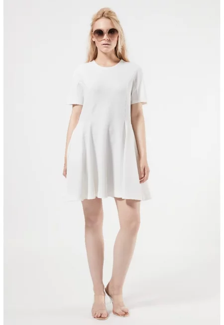 Къса разкроена рокля Funda - Бял