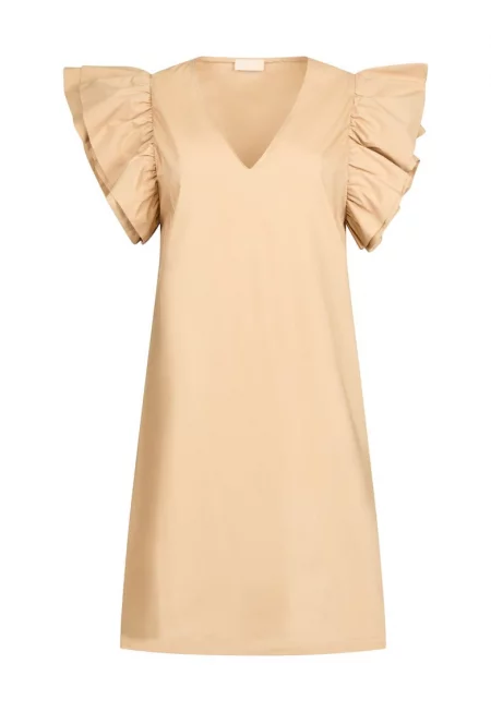 Къса рокля от поплин - Бежов