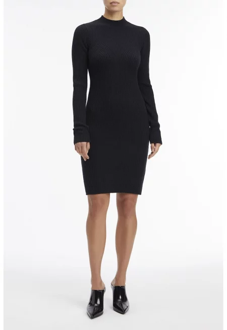 Къса вълнена рокля - Черен