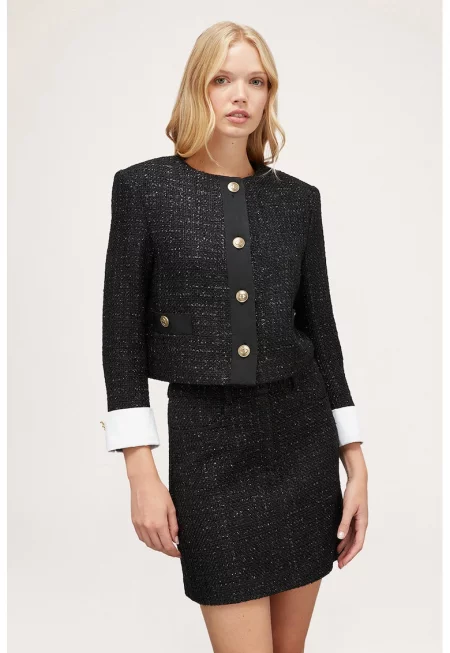 Късо яке с копчета - Бял/Черен