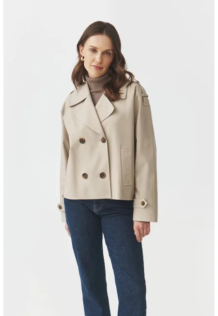 Късо яке с памук - Светло бежово