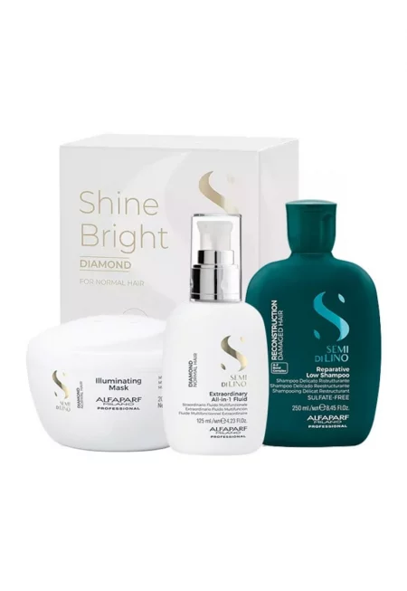Комплект  Semi Di Lino Reconstruction Shampoo - 250 ml и Diamond Illuminating Shine маска за коса - 200 ml и All-in-1 Diamond Illuminating Shine Fluid - 125 ml