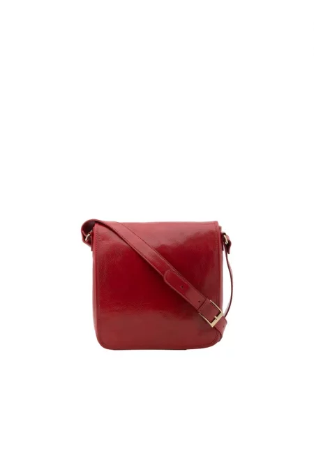 Кожена чанта през рамо - Червен
