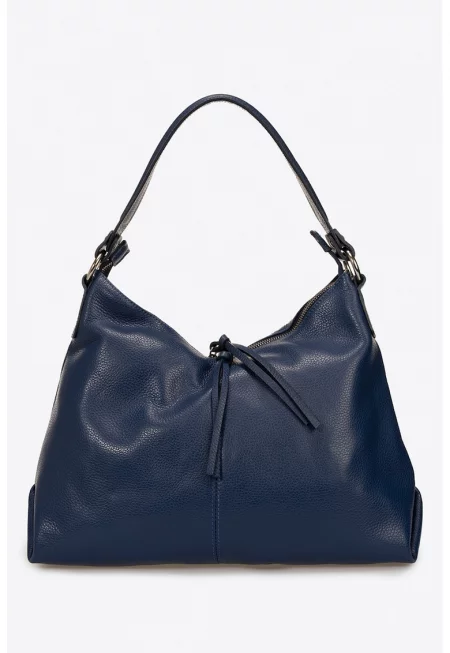 Кожена чанта с цип - Син