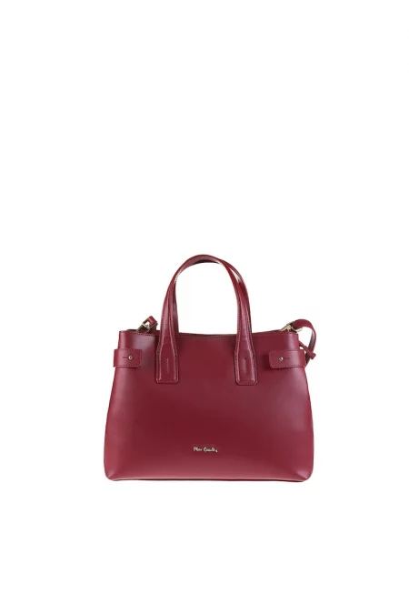 Кожена чанта за рамо Emberly Nova с метално лого - Червен