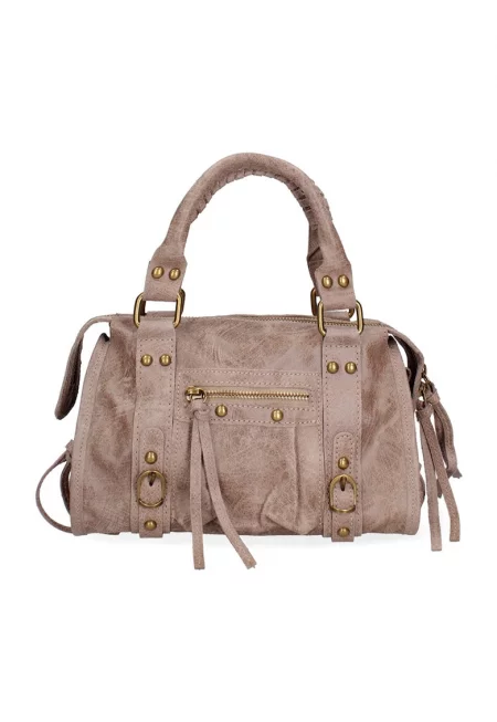 Кожена чанта за рамо от еко кожа - Сиво-кафяв