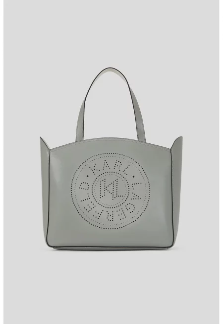 Кожена чанта за рамо с перфорирано лого