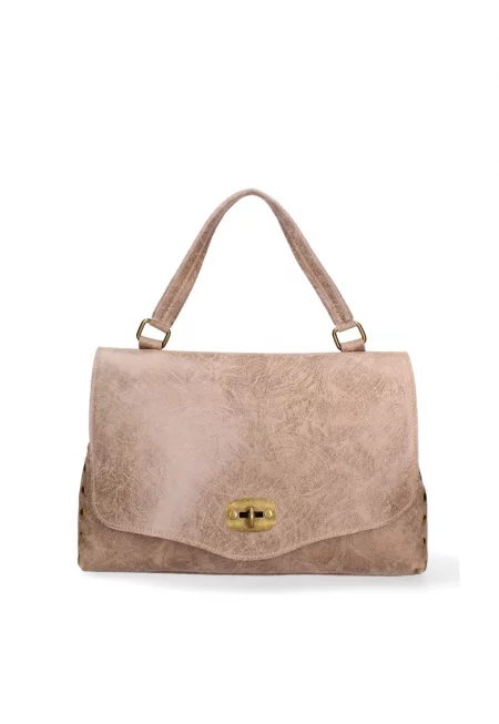 Кожена чанта за рамо Silvana Prime с капаче - Сиво-кафяв