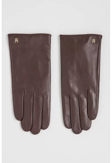 Кожени ръкавици с монограм - Канелено кафяво