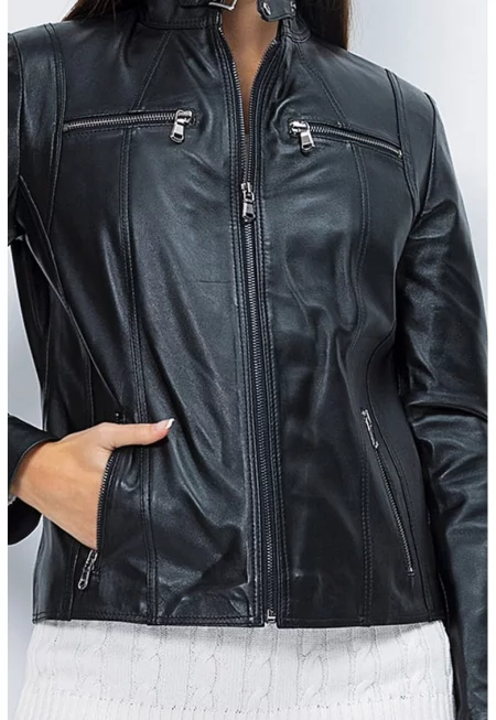 Кожено яке с джобове с цип